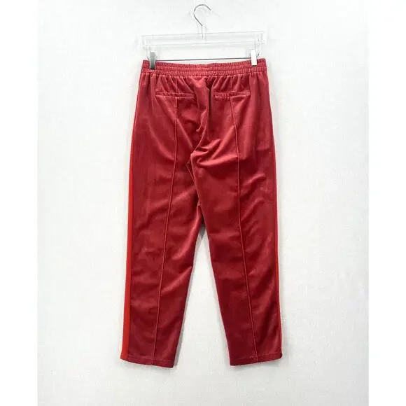 SCOTCH AND SODA The Peaks Velour Crop Track Pants Womens M Red Mid Rise Straight - Picture 4 of 16